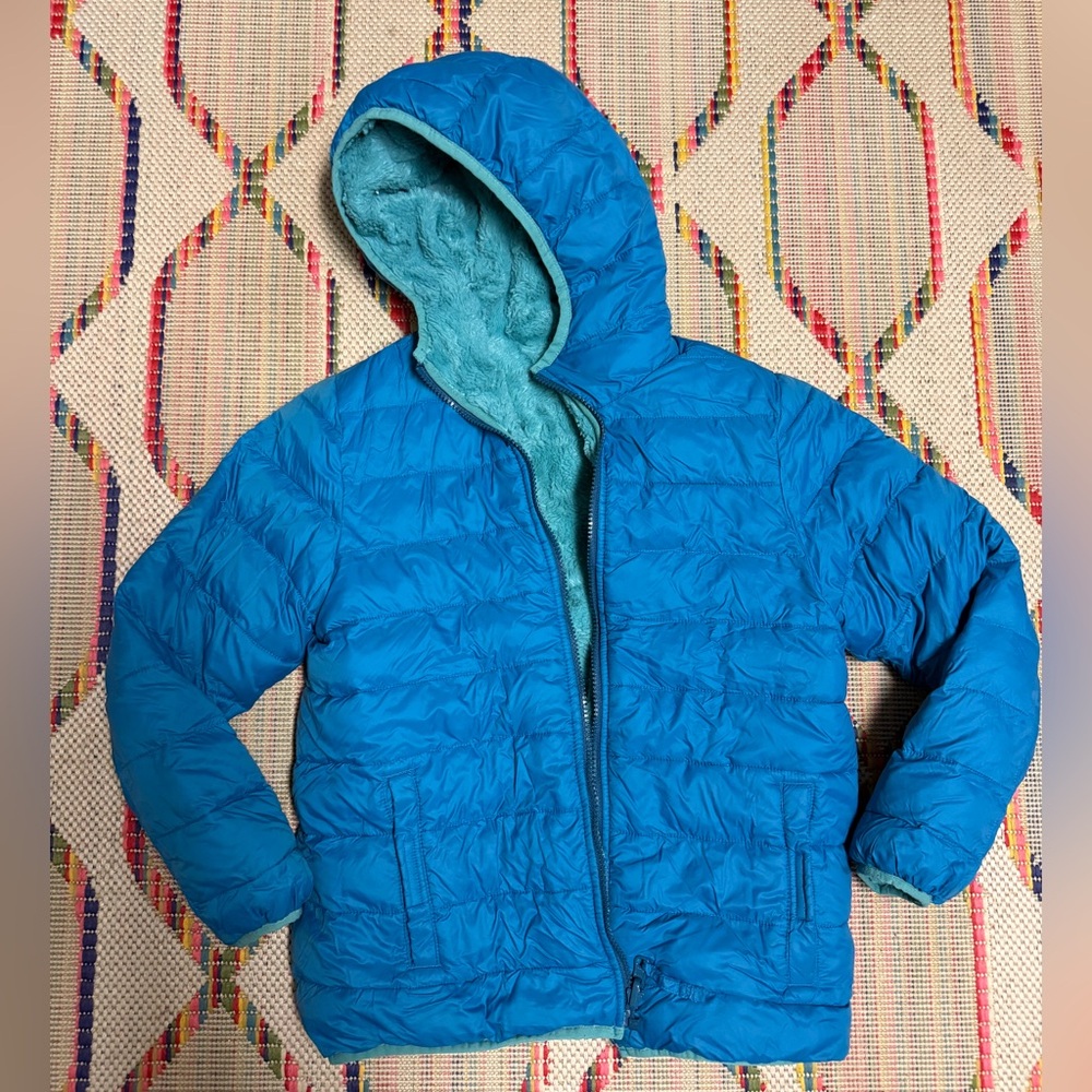 Lands' End Kids Teal Puffer Jacket size Large (10-12)